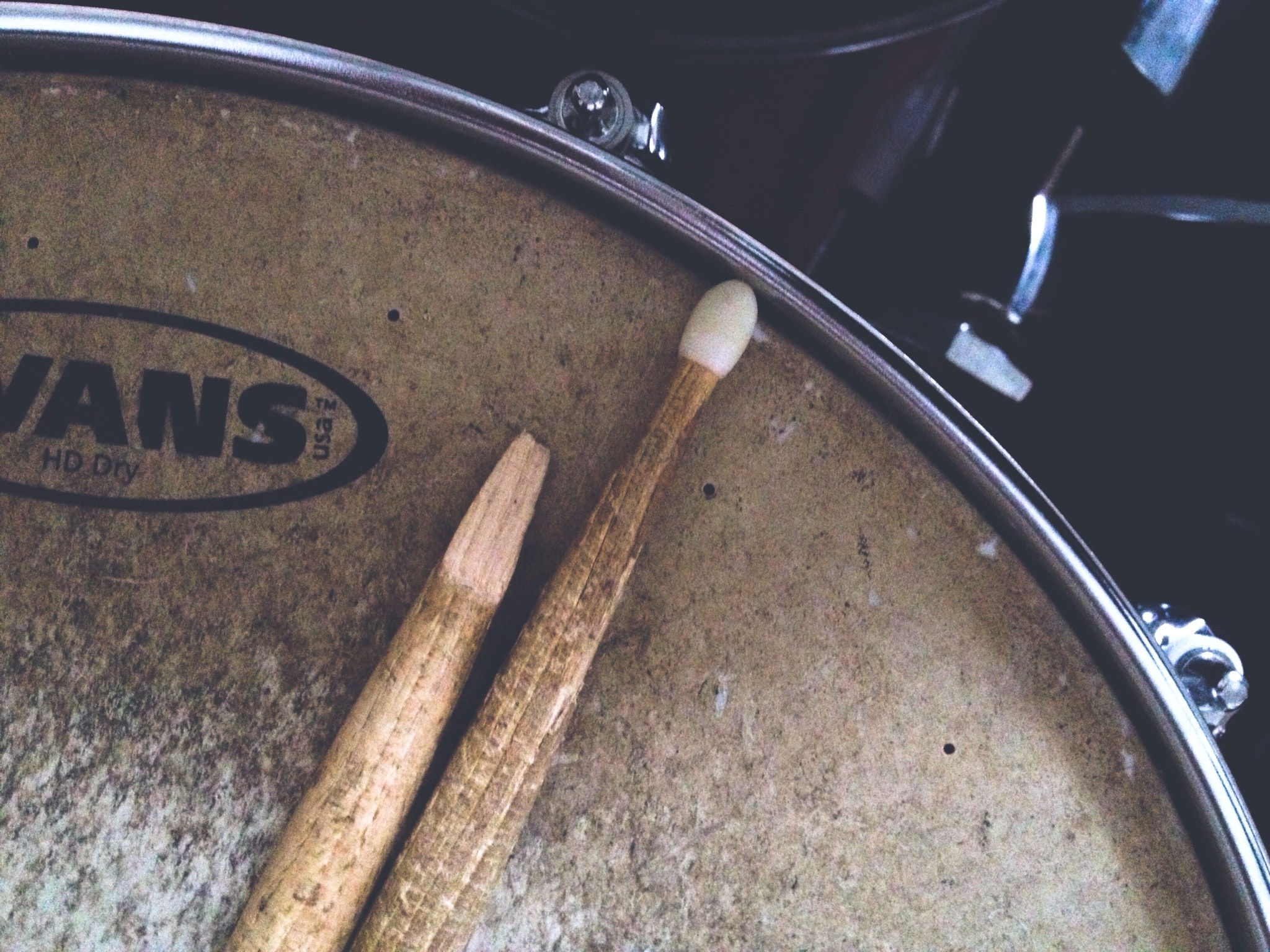 A pair of broken sticks, a common sight for drummers.