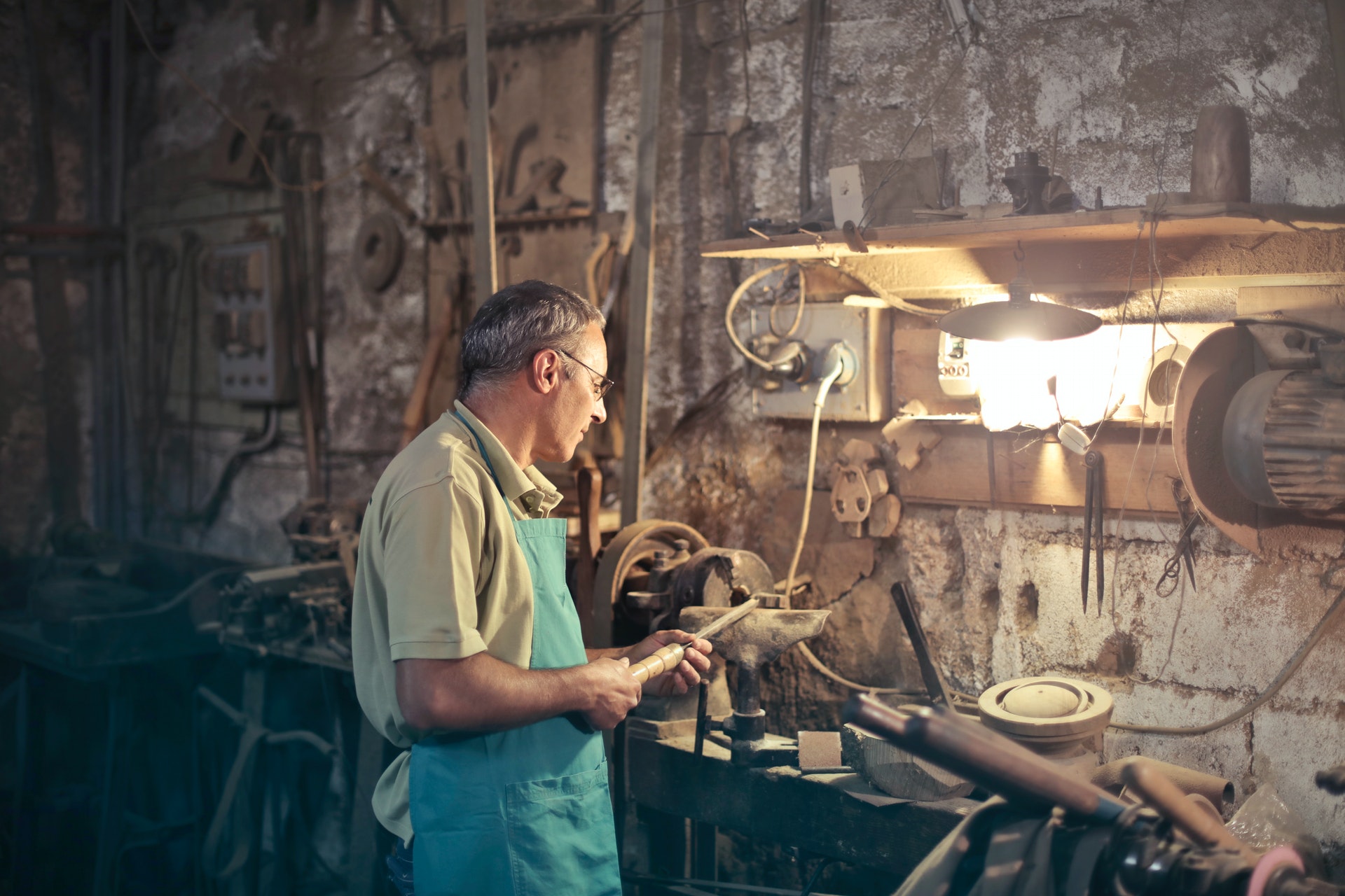 A luthier in a workshop